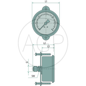 M-DH-40-0/10-1/8-St-bar/psi D=40mm Zadní přípoj