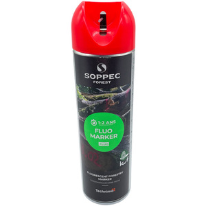 Lesnický fluorescenčně červený sprej Soppec Fluo Marker ke značkování v lese