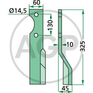 Frézovací nůž levý 325 x 60 mm vhodný pro Alpego