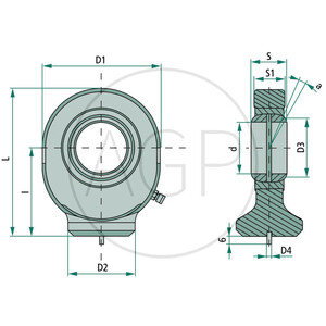 Navařovací oko k pístnici, průměr oka 25 mm, hlava GK k hydraulickému válci