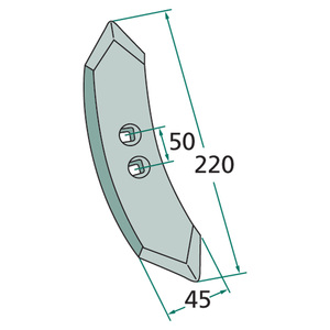 Hrot kultivátoru 220 x 45 x 7 rádius 300 mm pro pera Ventzki