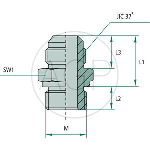 GA 1 5/8 M-JIC x 1 7/8-M-UNF-OR