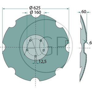 Ozubený disk Ø 625 x 6 mm, vhodný pro Lemken