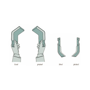 Frézovací nůž pravý pro rotavátory Howard a Agricom o rozměru 175 x 137 mm