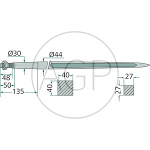 Hrot na balíky 1250 mm Blueline závit M28 x 1,5