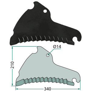 Nůž pro sběrací vozy o délce 340 mm a šířce 210 mm pro Deutz-Fahr, Kverneland