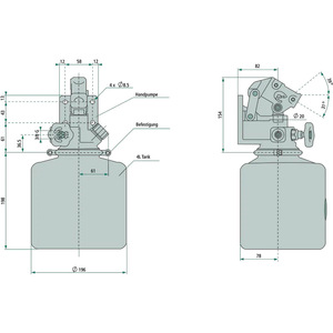 Ruční hydraulické čerpadlo Chapel s nádrží 4l pro ovládání hydraulické nohy a sklápění přívěsu