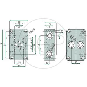 NG06-přípojná deska S/H 3/8" BSP