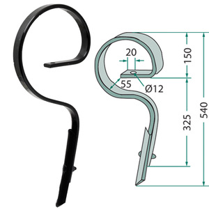 Pero kulitvátoru s radličkou o rozměru 32 x 10 mm a délce 540 mm pro kultivátory Kverneland a Rau