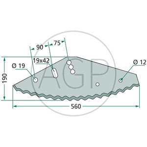 Nůž pro krmný vůz Mayer Silo King o celkové délce 560 mm