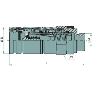 Hydraulická rychlospojka samice odtrhovací s označením 3CFPV 1/2215 F se závitem M22x1,5