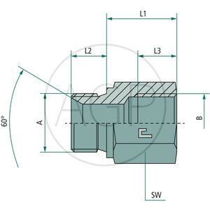 GA 3/8 M-BSP x 3/8 F-BSP L=43