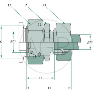 Stauff přímé redukční šroubení se závitem M18x1,5 X-KORV 12 L / 10 L DKO