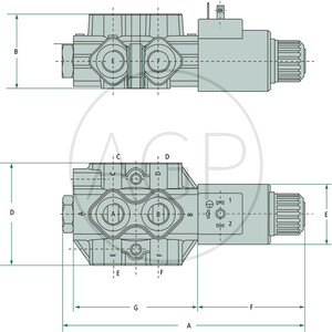 Walvoil hydraulický ventil elektricky přepínací 6/2 cestný ventil 