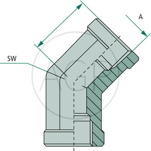 WA 1/4 F-BSP x 1/4 F-BSP 45°