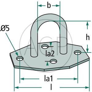 Plachtový třmen rovná deska se 4 otvory pro oka 40 a 42 x 22 mm světlost oka 25 mm