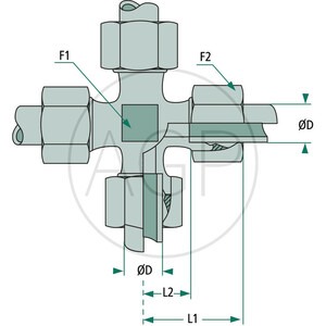 Stauff křížové šroubení se závitem M22x1,5 X-KV 15 L