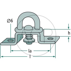 Plachtový třmen se 2 otvory pro oka 42 x 22 mm