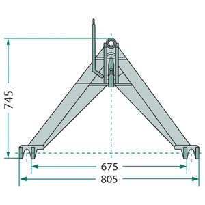 Nosný trojúhelníkový mezirám do čelní hydrauliky traktoru kategorie 1 nosnost 1200 kg