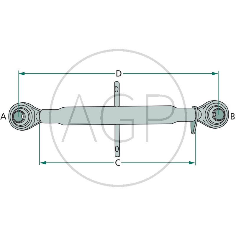 Třetí bod Standard pro traktor kat. 1-1 pracovní délka (D) 540 - 740 mm závit M27 x 3