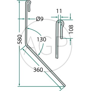 Zavlačovací pero pro přesné secí brány o délce 570 mm vhodné pro Amazone