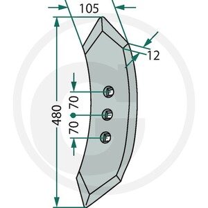 Hrot kultivátoru 480 x 105 x 12 mm