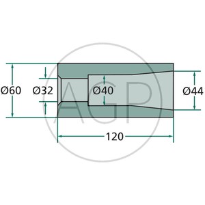 Přivařovací pouzdro na hroty na balíky 120 mm závit M28 vnitřní průměr 32-44 mm