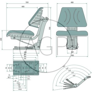 Sedačka  mechanicky odpružená včetně automaticky navíjecího bezpečnostního pásu