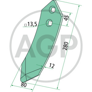 Hrot kultivátoru 280 x 80 x 12 mm vhodný pro Kuhn, Huard