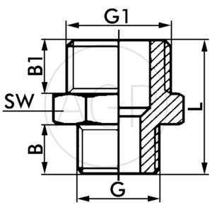 F-Dr-1/4-1/8-MSv Oboustranné šroubení