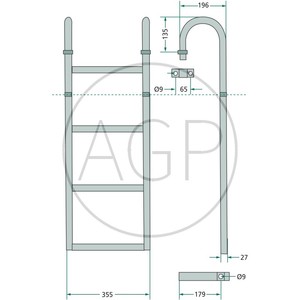 Žebřík na přívěs 3 příčky délka 680 mm