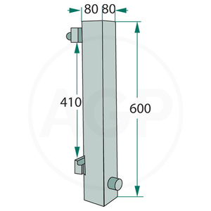 Držák hrotu na balíky sena a slámy k připevnění na paletizační vidle s deskou výška 600 mm, šířka 80 mm, hloubka 80 mm