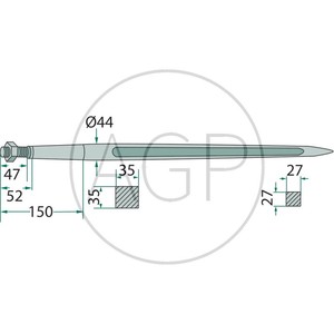 Hrot na balíky 980 mm Blueline závit M28 x 1,5 vhodný pro Quicke, Baas/Trima, McHale