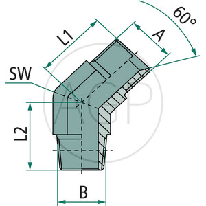 WA 1/2 M-BSP x 1/2 M-NPT 45°