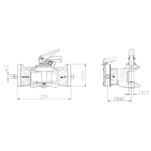 Sauermann závěs do konzoly o šířce 330 mm s čepy 25 mm a hlavním čepem 31 mm