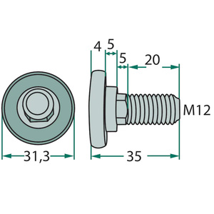 Šroub na nože rotační sekačky Deutz-Fahr, Stoll-JF, Vicon M12 x 35 komplet s maticí