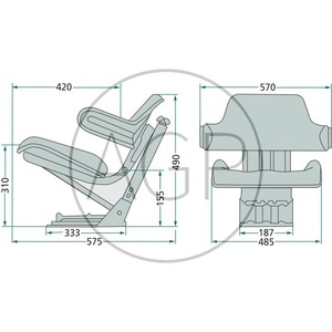 Sedačka  do traktorů a zemědělské techniky John Deere mechanicky odpružená