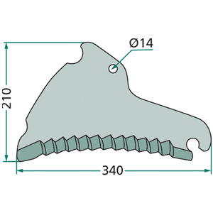 Nůž pro sběrací vozy o délce 340 mm a šířce 210 mm pro Deutz-Fahr, Kverneland