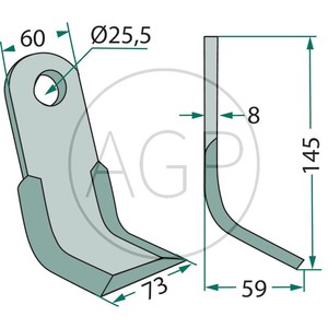 Y-nůž k mulčovači Agricom, Fendt, Ferri, Howard, Perugini, Rinieri, Sicma, Zampini