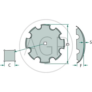 Ozubený disk diskové brány průměr D=610 mm, tloušťka S=6 mm