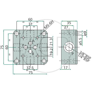 NG06-přípojná deska S 3/8" BSP