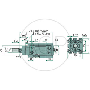 ZTI-TNC5050/0200 C - Standardní válec profilová trubka ISO 15552