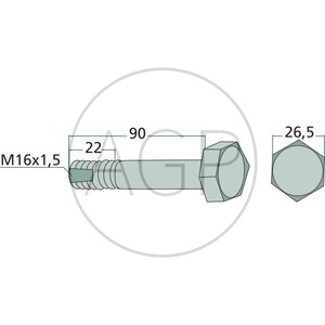 Šroub k mulčovači  M16 x 1,5 x 90 mm