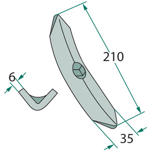 Radlička pera kultivátoru o délce 210 mm a šířce 35 mm pro kultivátor 