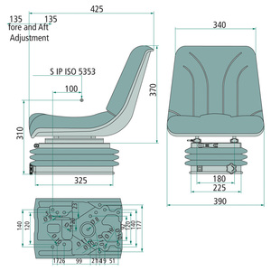 Traktorová sedačka s mechanickým odpružením o šířce sedáku 390 mm