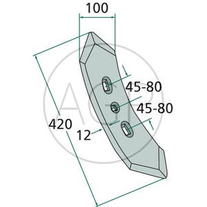 Radlice kultivátoru otočná pro těžké kultivátory Köckerling a Pöttinger o rozměru 420 x 100 x 12 mm