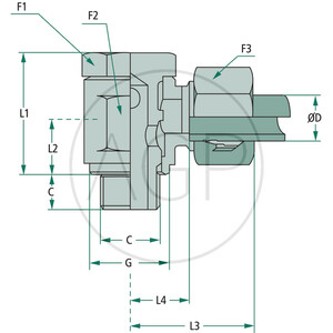 Stauff otočné úhlové šroubení 90° se závitem M14 x 1,5 X-SWM 06 S 12