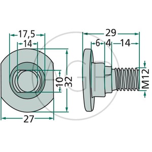 Šroub nože rotační sekačky M12x29 pro Claas, Krone, Pöttinger s maticí