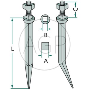 Hřeb do bran zahnutý 220 mm závit M16 x 50