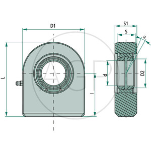 Návarové oko o průměru 20 mm, k navaření na pístnici, hlava GF k hydraulickému válci